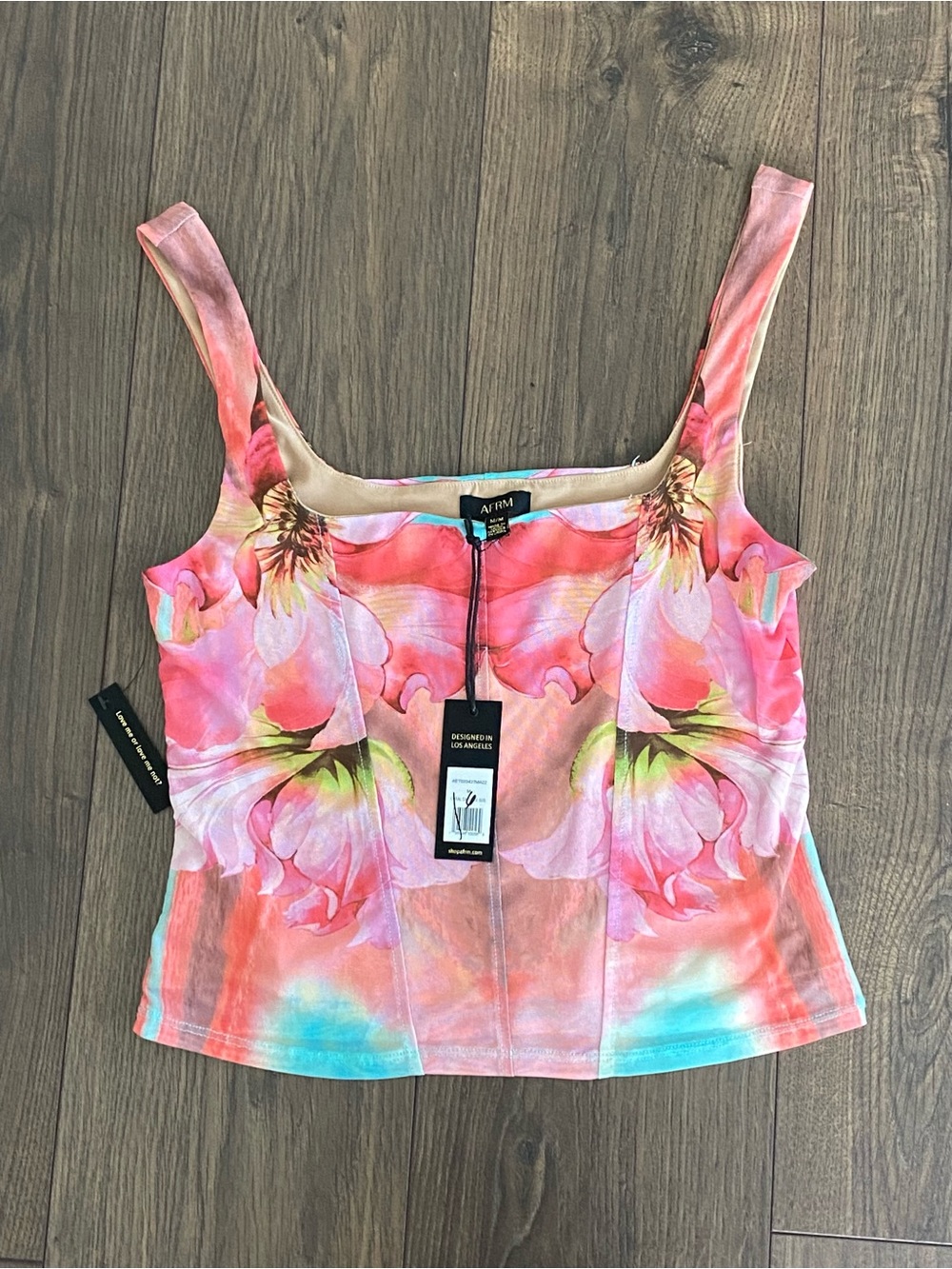 AFRM Urban Oufitters NWT Pink Floral Mesh Crop Top with Multicolor Accents